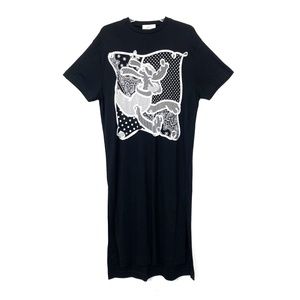 MONSE x DISNEY/NWOT Women's Pluto Graphic White on Black Sheath Tee M